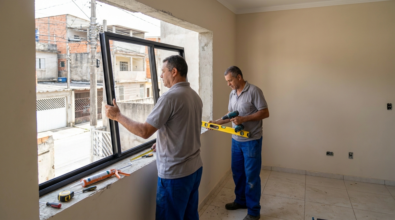 Esquadria de alumínio com vista para rua em Cascavel-PR