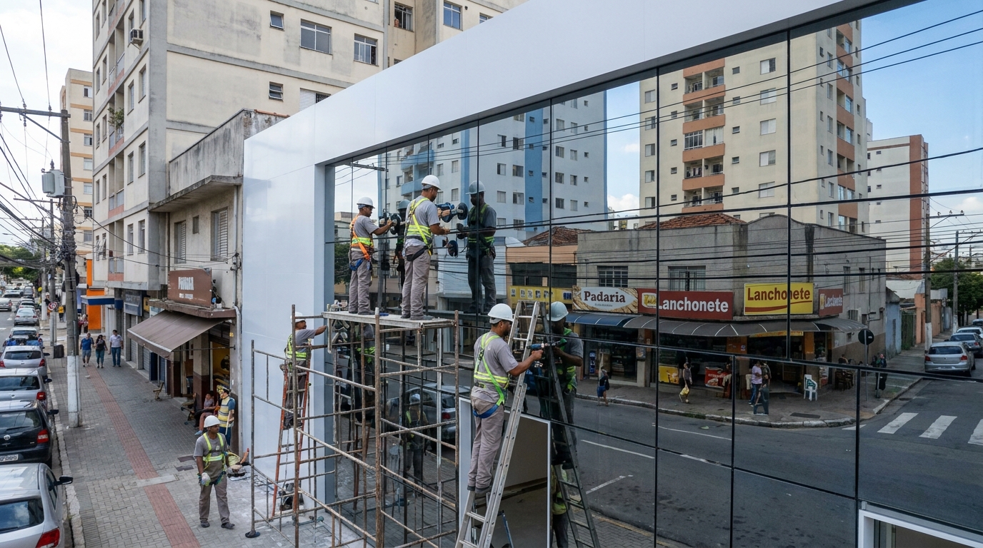 Fachada espelhada em esquina em Cascavel-PR
